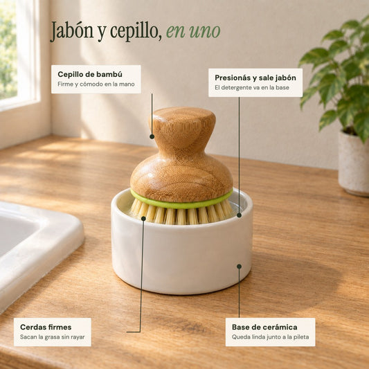 Características del dispensador de jabón con cepillo