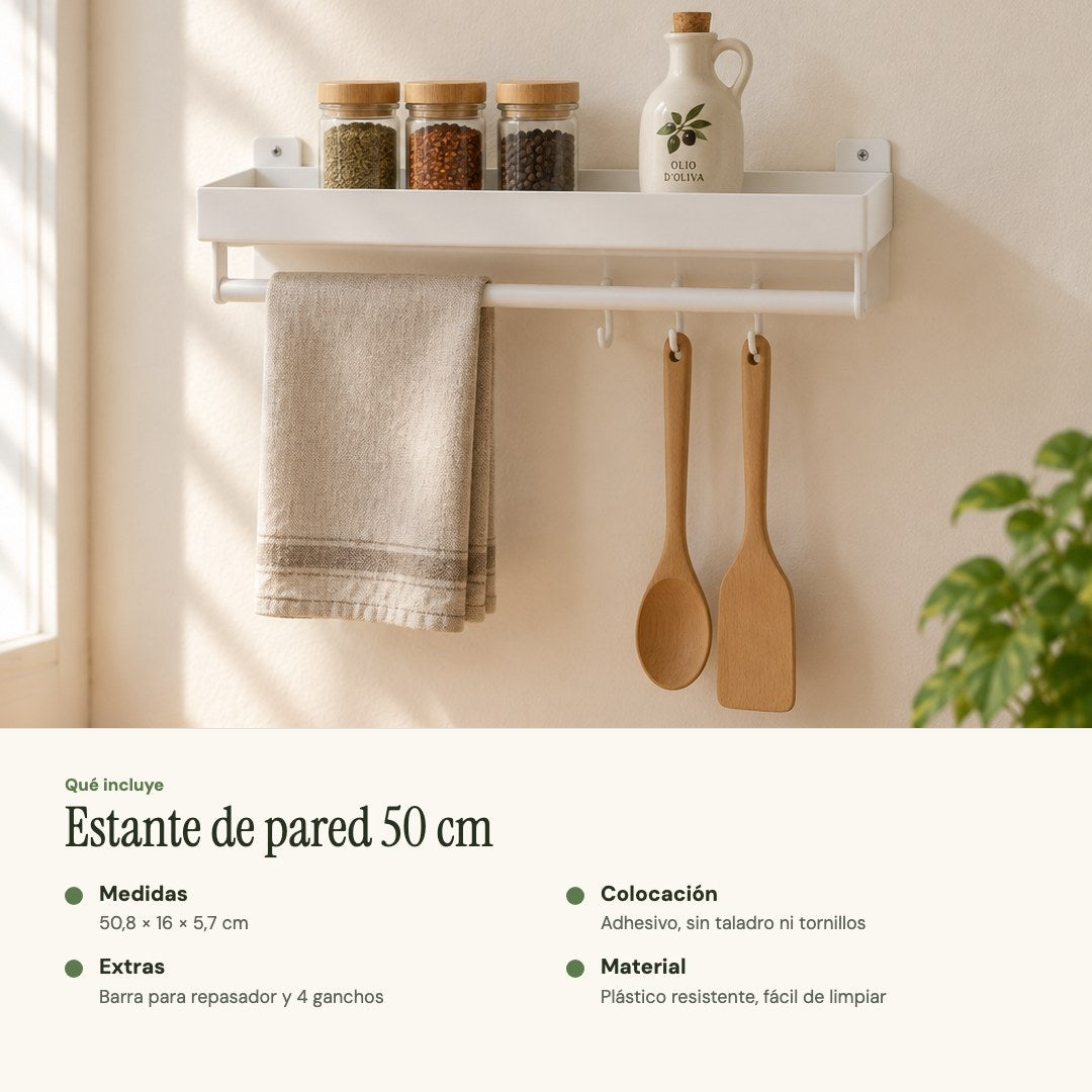 Qué incluye y medidas del estante de pared