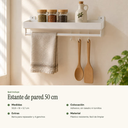 Qué incluye y medidas del estante de pared
