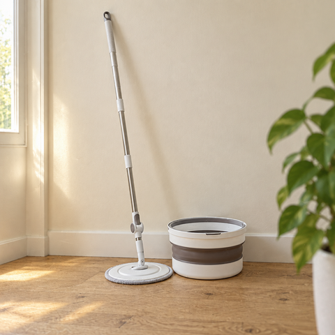 Mopa giratoria con balde plegable