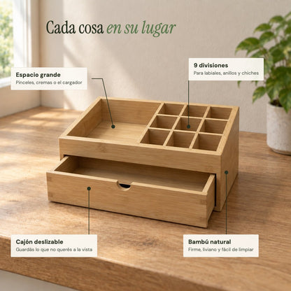 Características del organizador de bambú