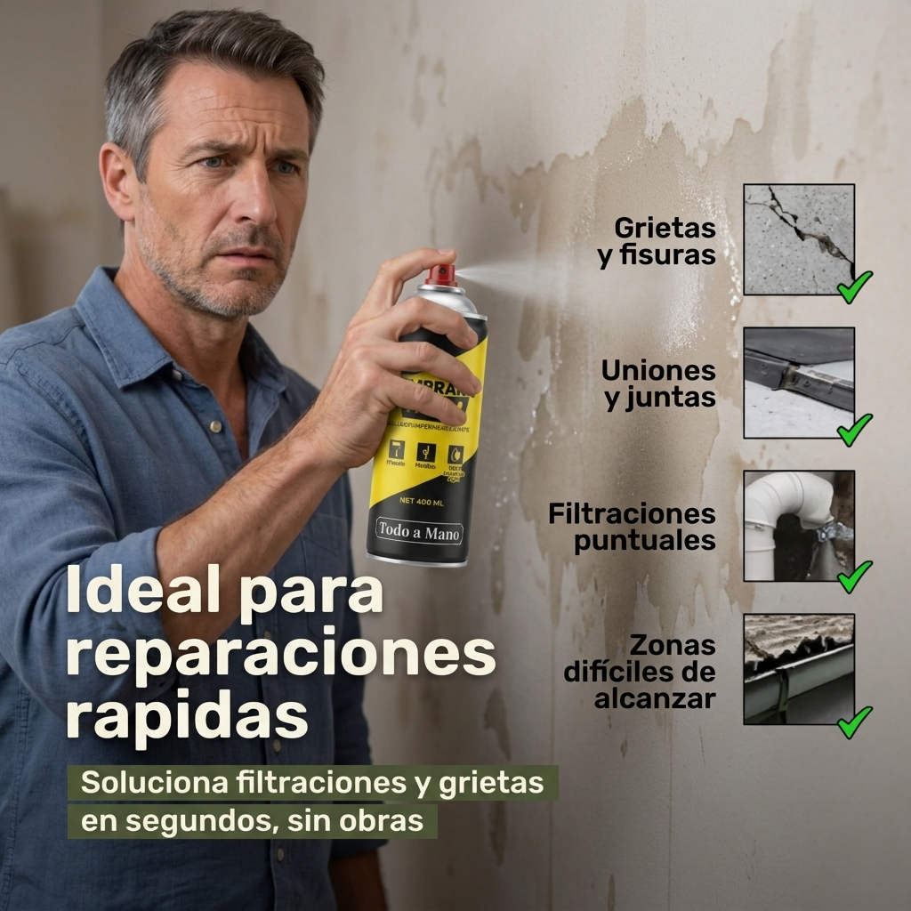 Sellador Total impermeable en Aerosol Caucho Liquido