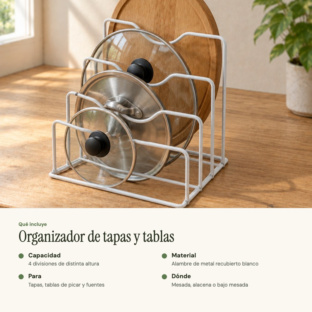 Qué incluye el organizador de tapas
